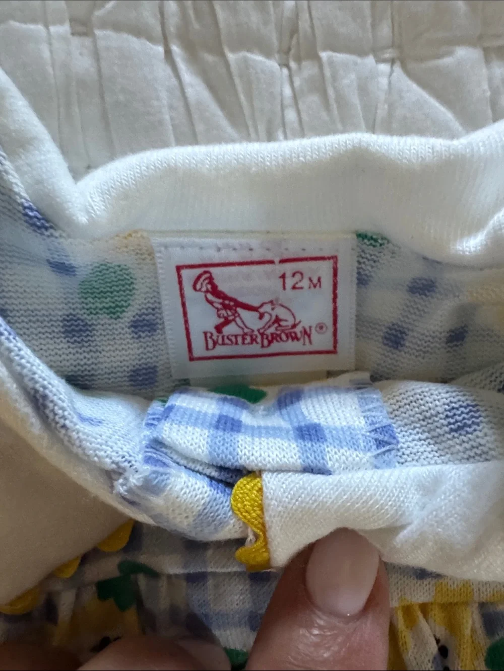 Buster Brown Yellow Floral & Blue Gingham Baby Outfit